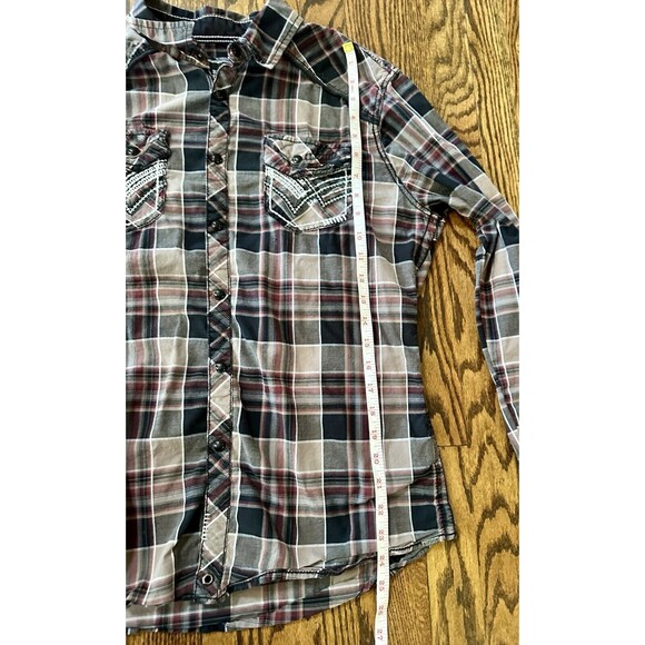 BKE Buckle Black No 48 Standard Fit Shirt Mens Large Plaid Snap Up Rockabilly - Picture 5 of 10